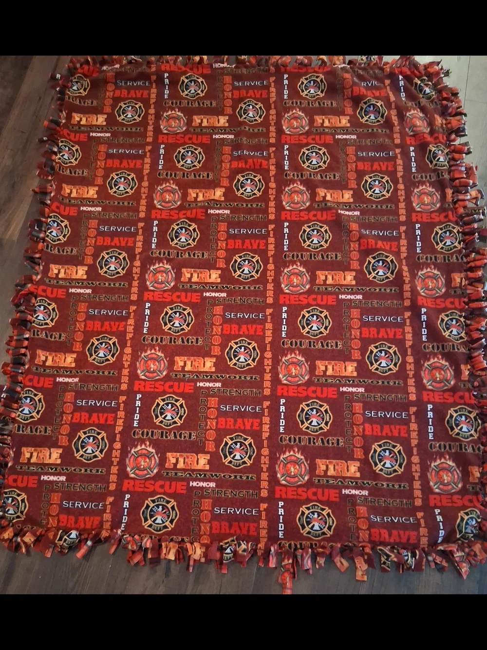 Fire Rescue Pattern Red Fleece Throw Handmade Blanket